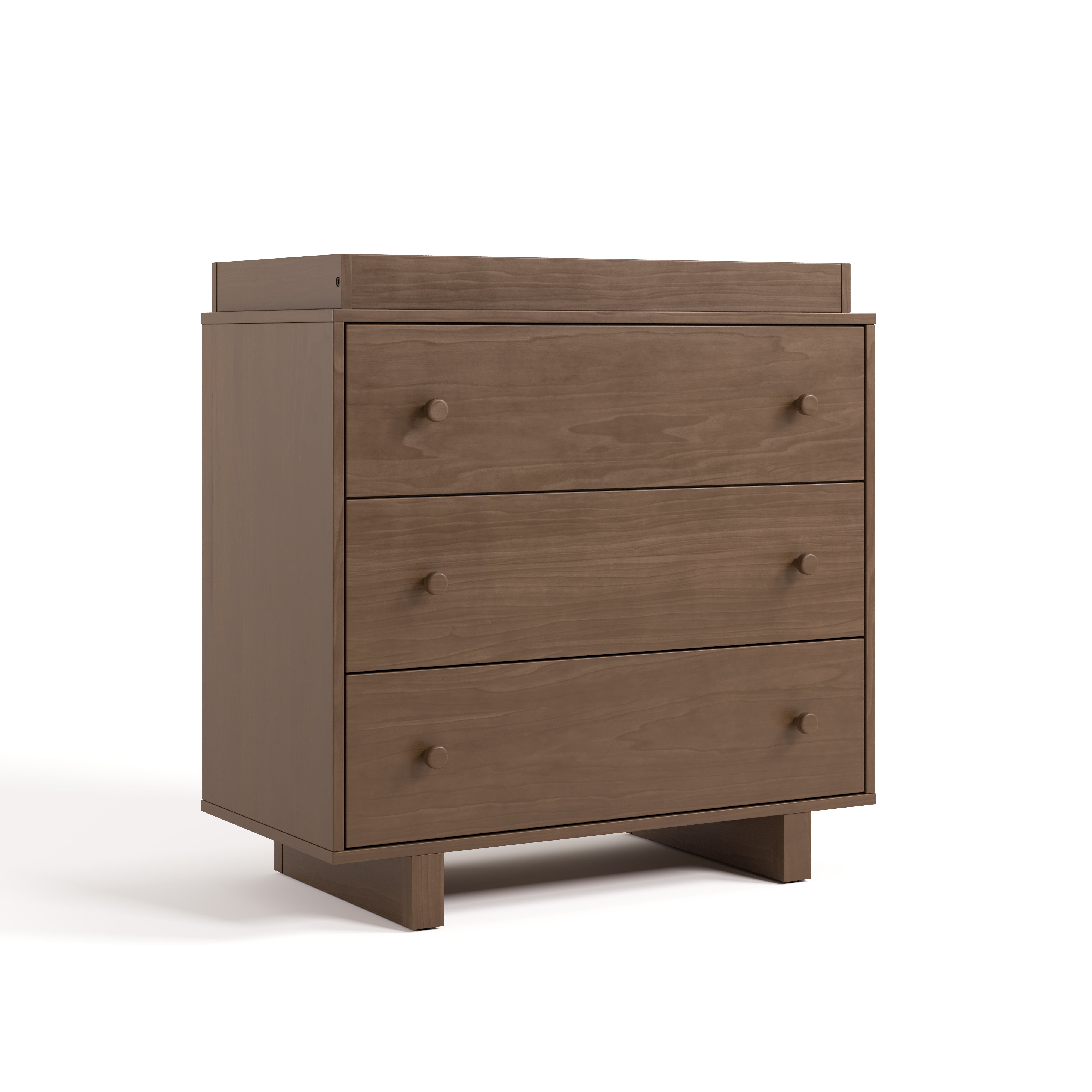 Texas hazelnut 3 drawer chest with changing topper angle view