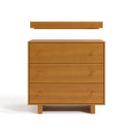 Texas almond 3 drawer chest with changing topper front view