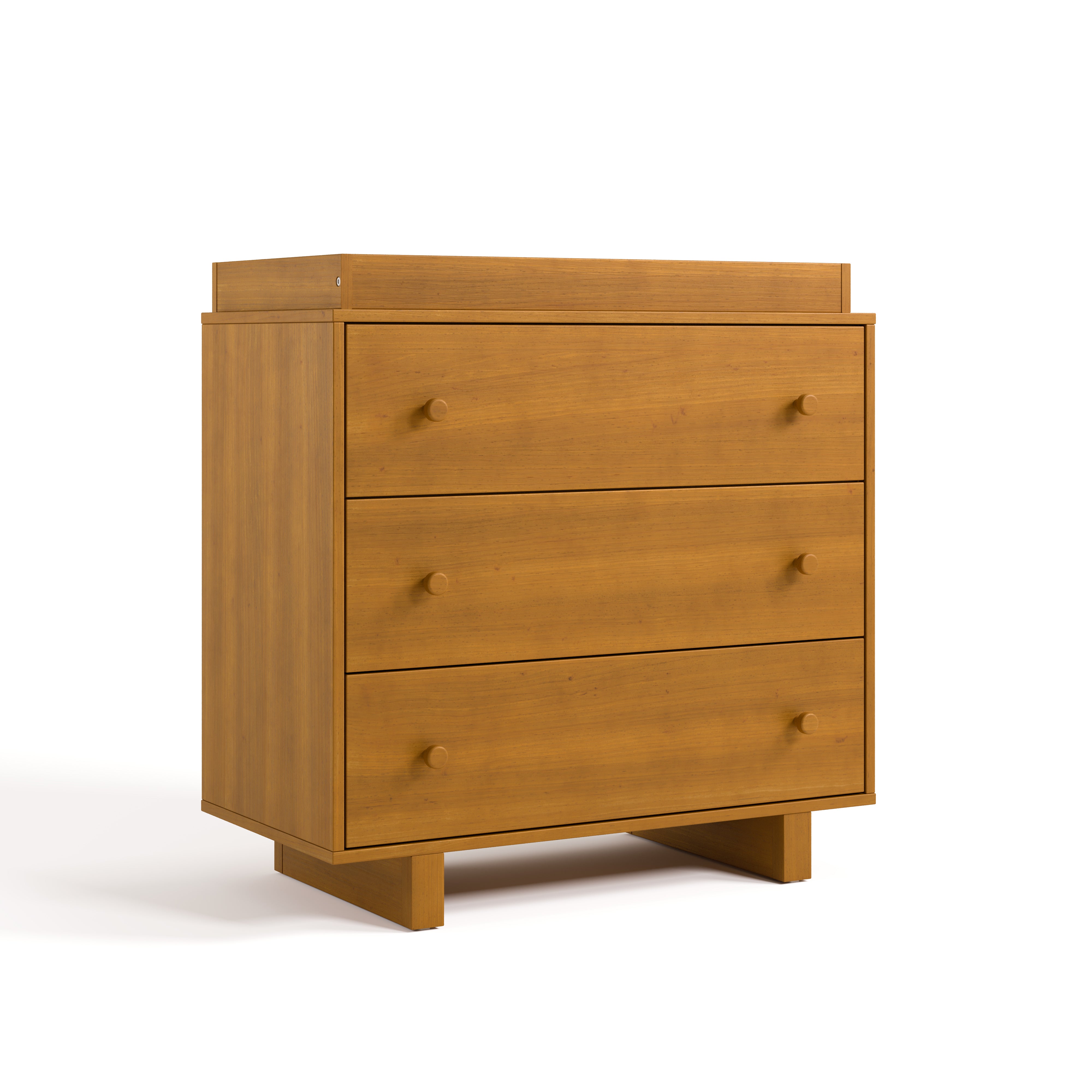 Texas almond 3 drawer chest with changing topper angle view