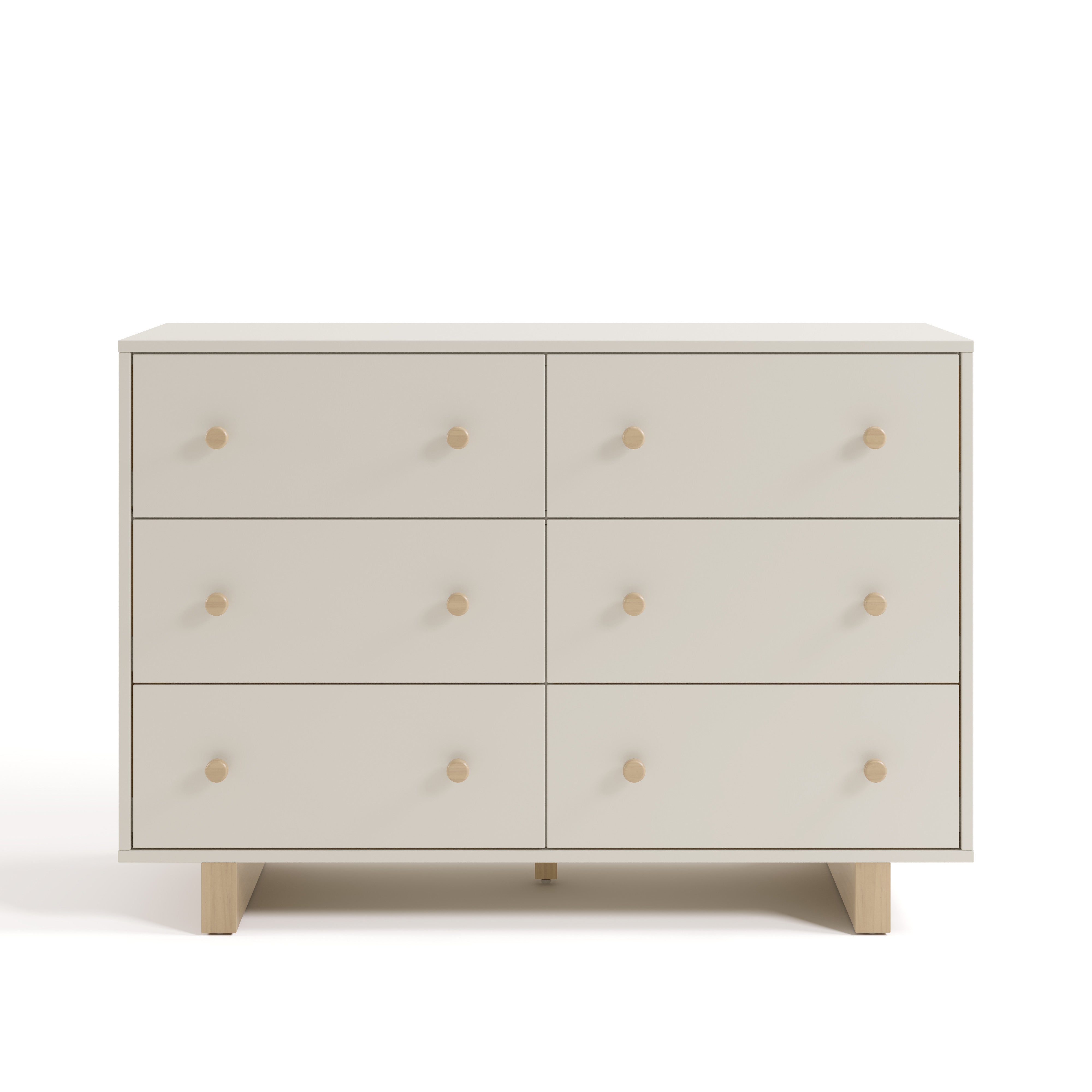 Texas frosted oat with driftwood 6 drawer dresser front view