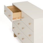 Texas frosted oat with driftwood 6 drawer dresser with top left drawer open