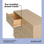 Texas driftwood 6 drawer dresser pre-installed drawer tracks callout