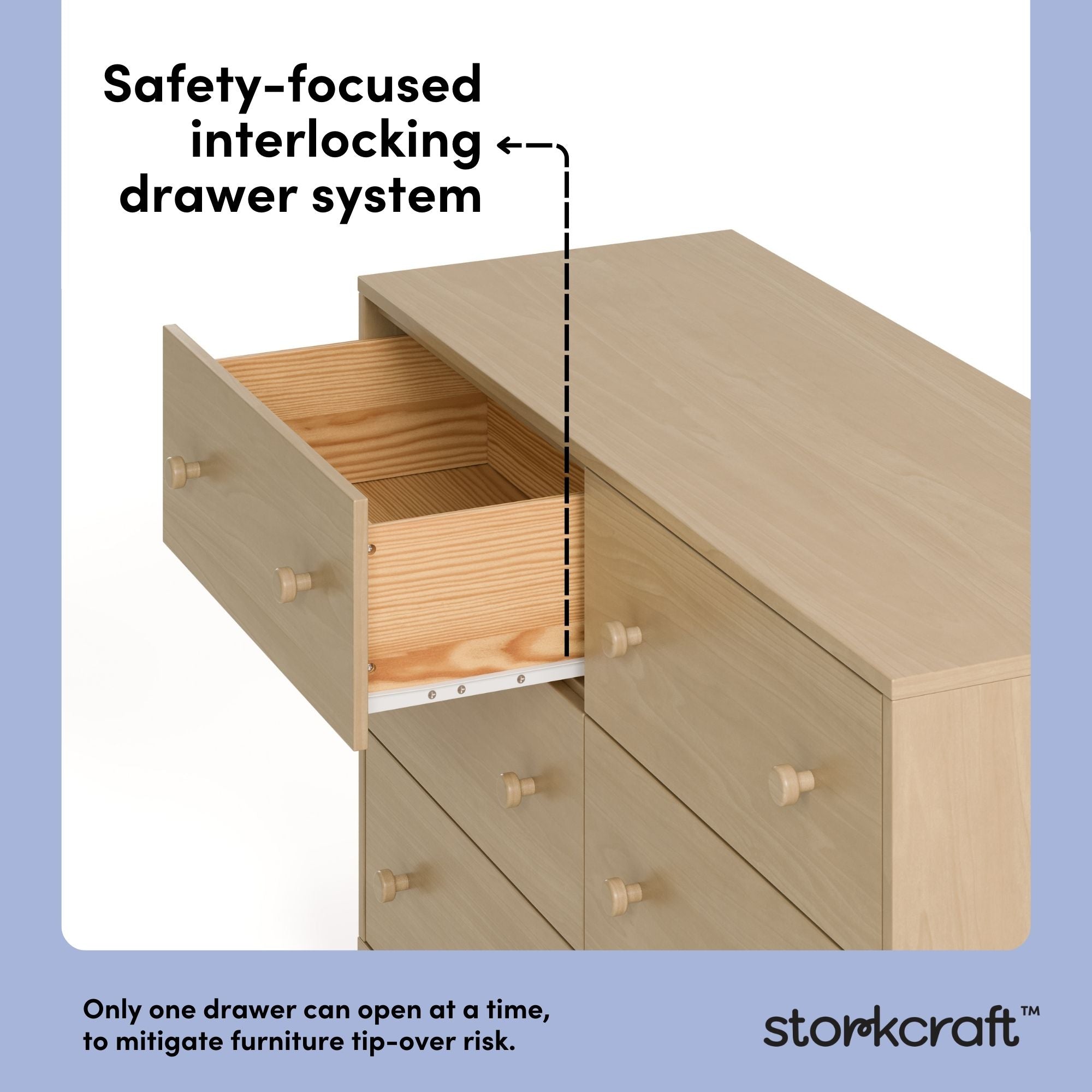 Texas driftwood 6 drawer dresser interlocking drawers callout