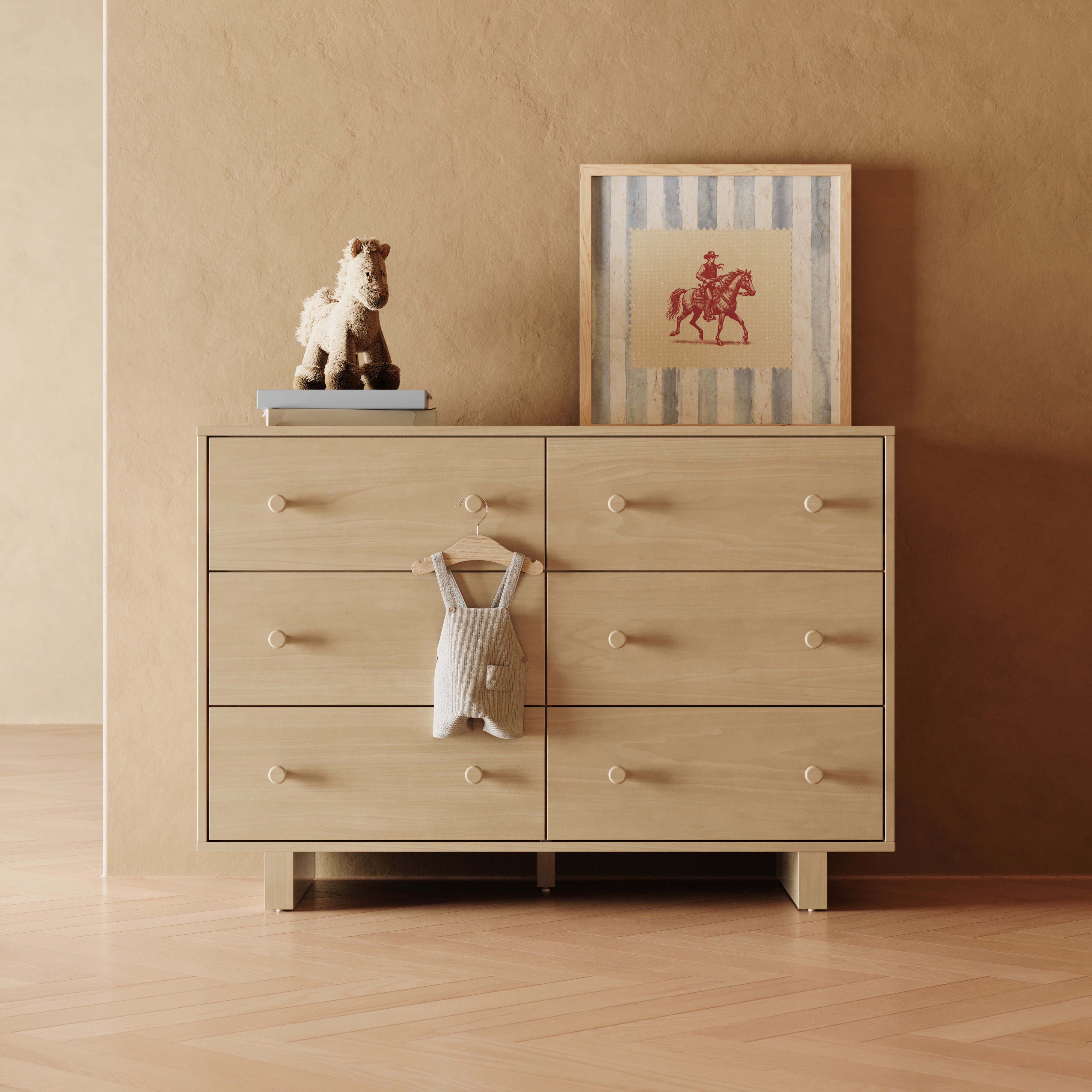 Texas driftwood 6 drawer dresser in a nursery