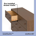 Texas hazelnut 6 drawer dresser pre-installed drawer tracks callout