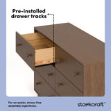 Texas hazelnut 6 drawer dresser pre-installed drawer tracks callout