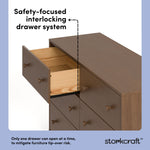 Texas hazelnut 6 drawer dresser interlocking drawers callout