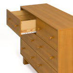 Texas almond 6 drawer dresser with top left drawer open