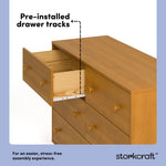 Texas almond 6 drawer dresser pre-installed drawer tracks callout