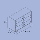 Texas 6 drawer dresser drawing with dimensions