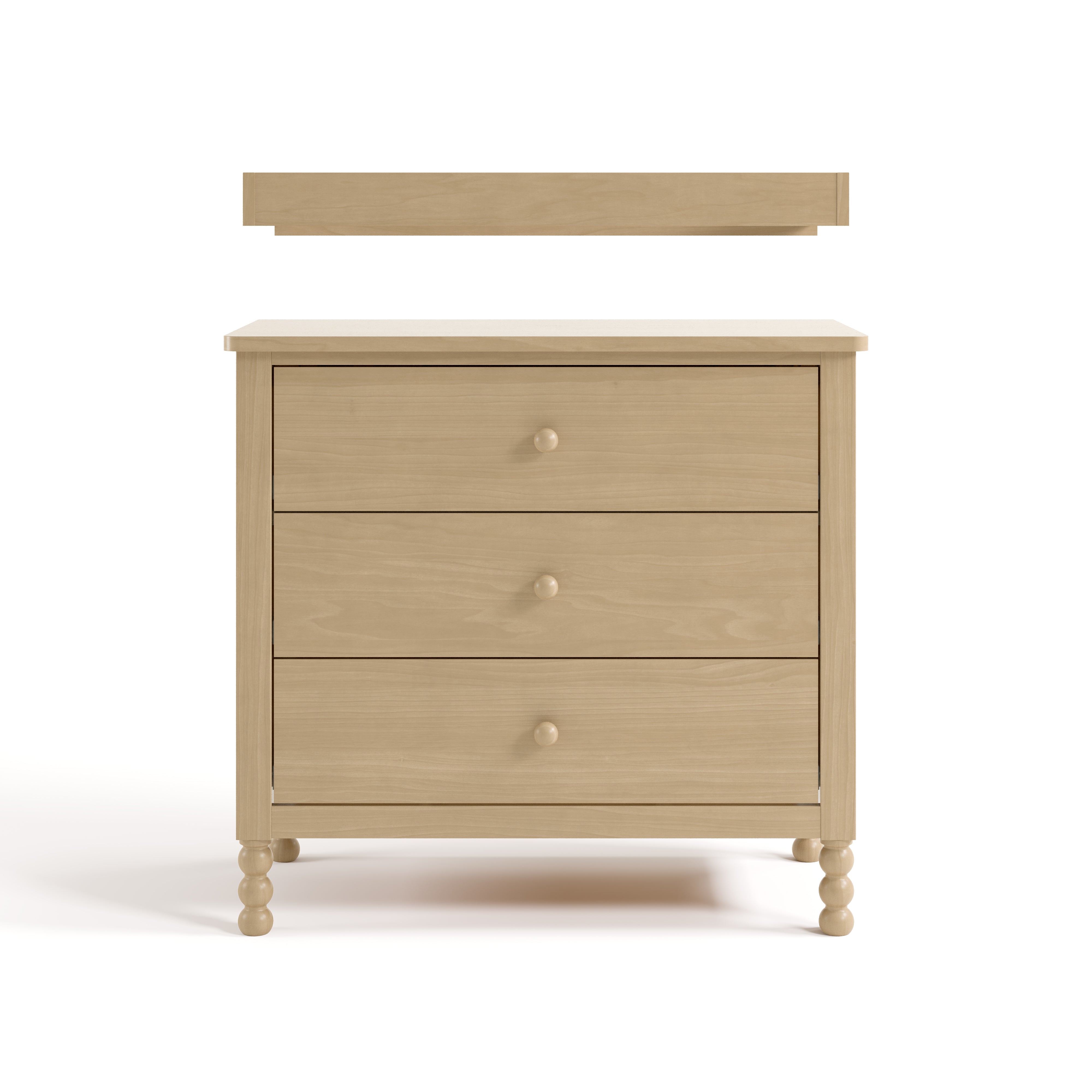 Rio driftwood 3 drawer chest with changing topper front view