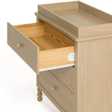 Rio driftwood 3 drawer chest with changing topper with top drawer open