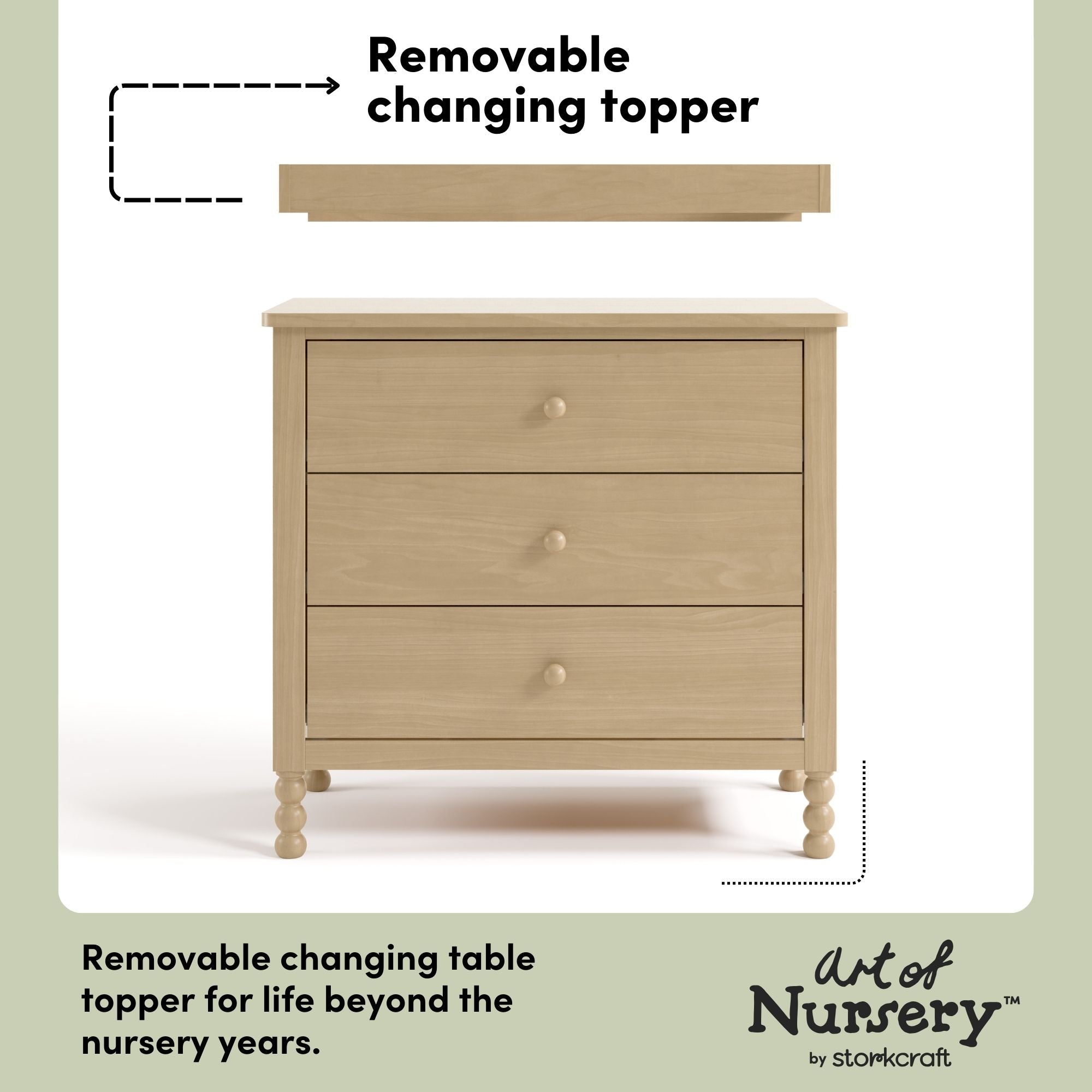 Rio driftwood 3 drawer chest with changing topper removable topper callout