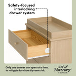 Rio driftwood 3 drawer chest with changing topper interlocking drawers callout