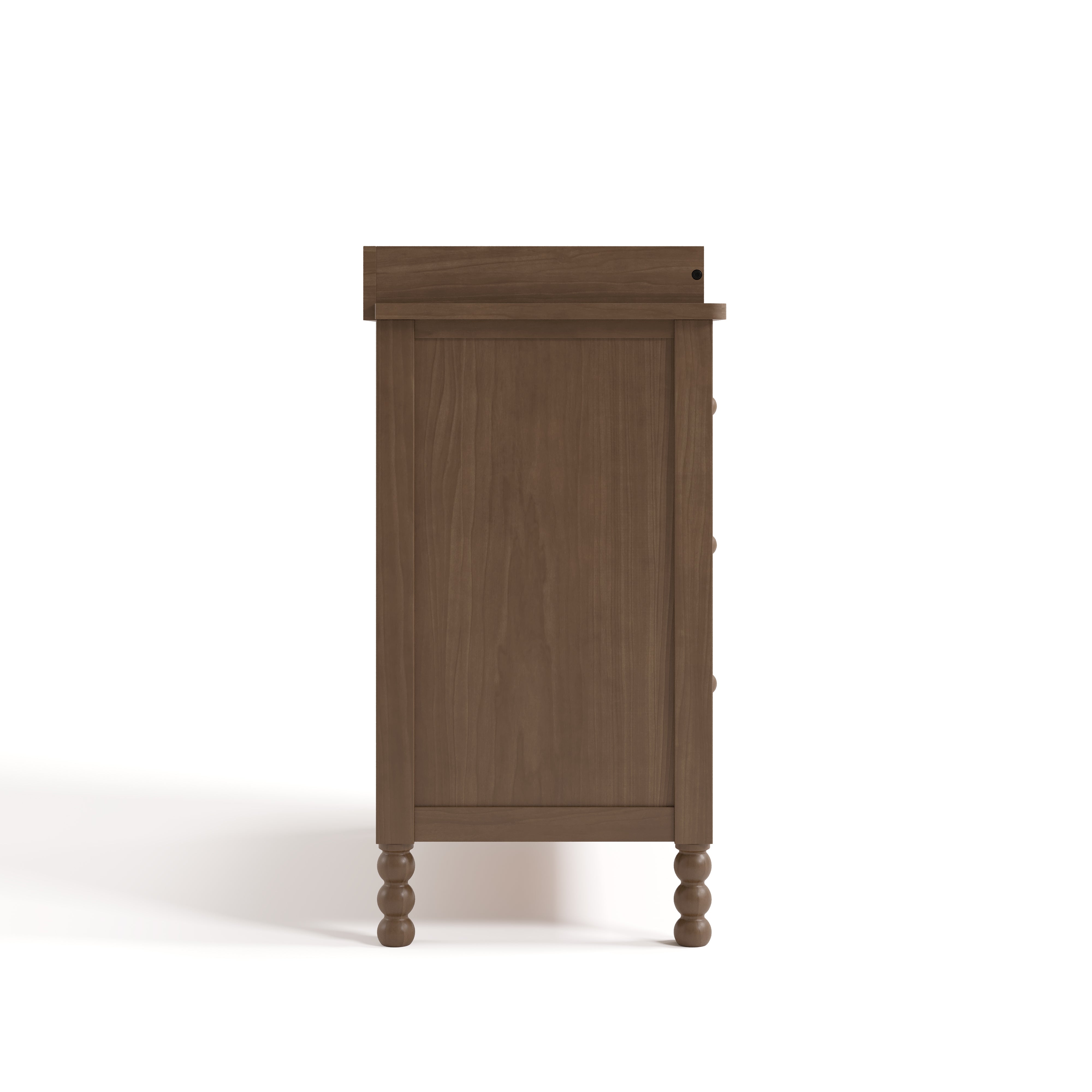 Rio hazelnut 3 drawer chest with changing topper side view