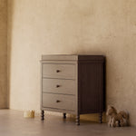 Rio hazelnut 3 drawer chest with topper in a nursery