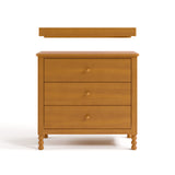 Rio almond 3 drawer chest with changing topper front view
