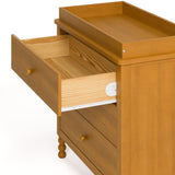 Rio almond 3 drawer chest with changing topper with top drawer open