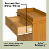 Rio almond 3 drawer chest with changing topper pre-installed drawer tracks callout