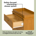 Rio almond 3 drawer chest with changing topper interlocking drawers callout