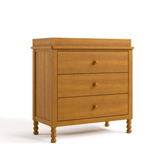 Rio almond 3 drawer chest with changing topper angle view