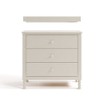 Rio frosted oat 3 drawer chest with changing topper front view
