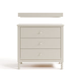 Rio frosted oat 3 drawer chest with changing topper front view