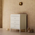 Rio frosted oat 3 drawer chest with topper in a nursery