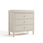 Rio frosted oat 3 drawer chest with changing topper angle view
