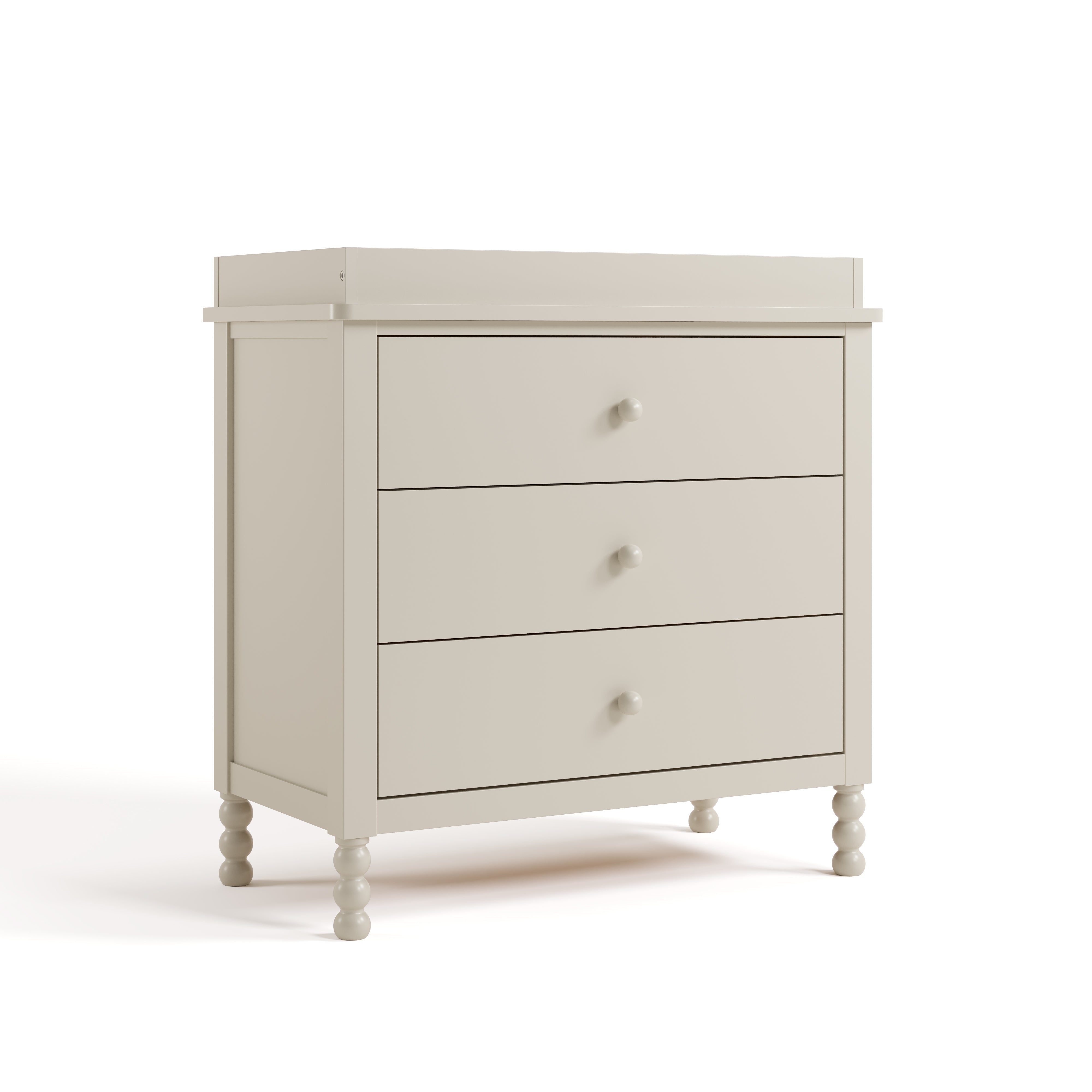 Rio frosted oat 3 drawer chest with changing topper angle view