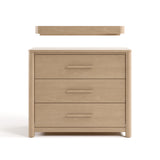 Malta driftwood 3 drawer chest with changing topper front view