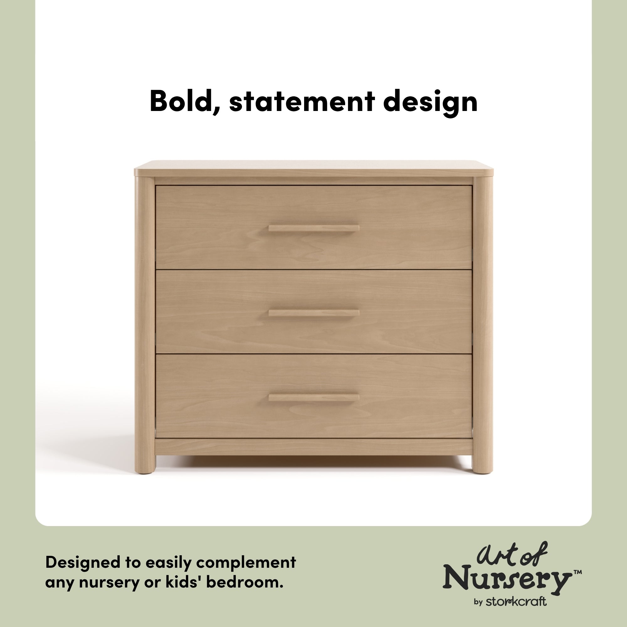 storkcraft malta 3 drawer dresser in driftwood