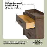 Malta hazelnut 3 drawer chest with changing topper interlocking drawers callout