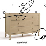 Rio driftwood 6 drawer dresser with black doodles overlaid on image