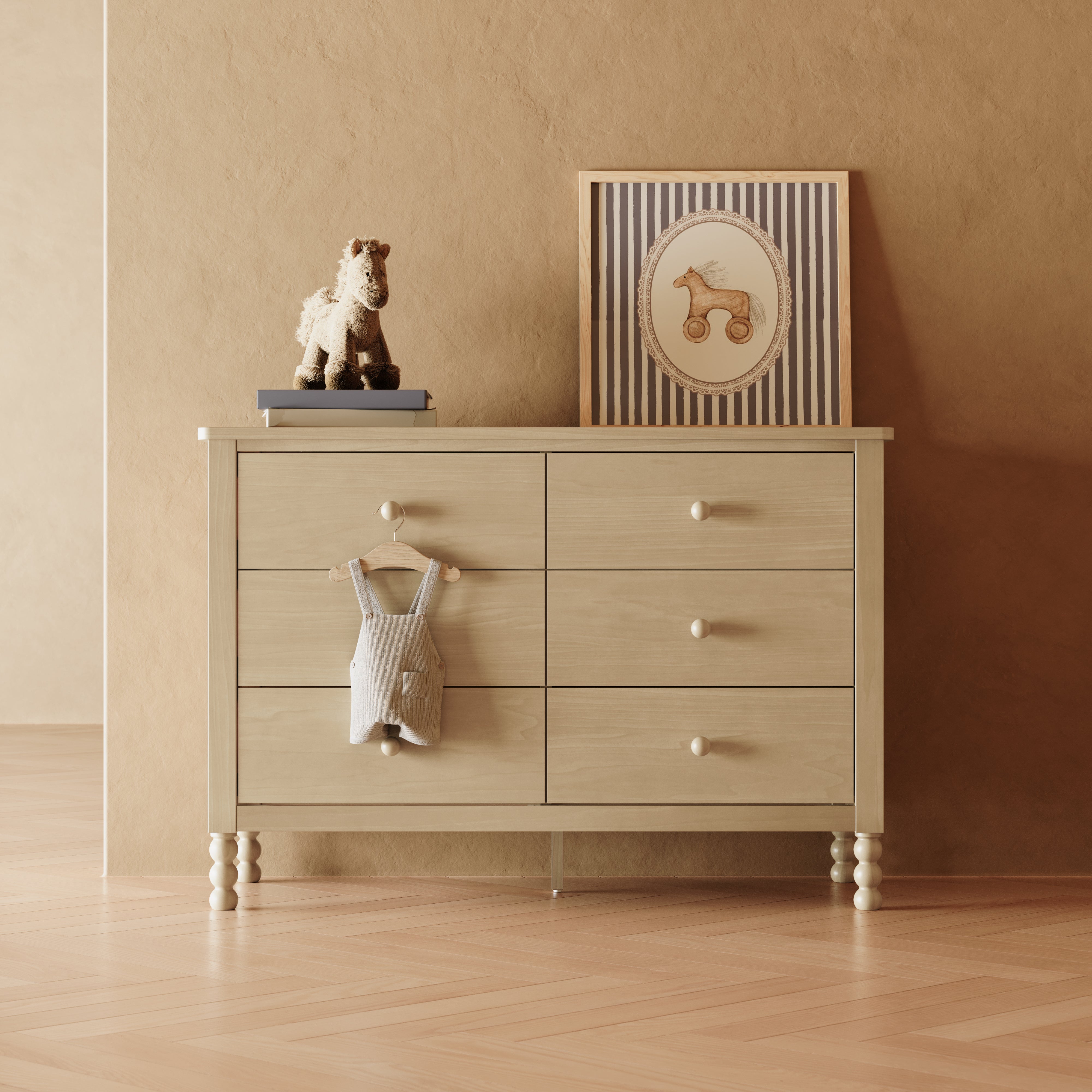 Rio driftwood 6 drawer dresser in a nursery