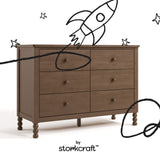 Rio hazelnut 6 drawer dresser with black doodles overlaid on image