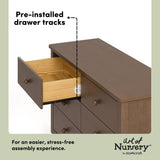 Rio hazelnut 6 drawer dresser pre-installed drawer tracks callout