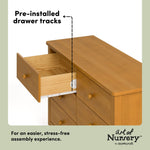 Rio almond 6 drawer dresser pre-installed drawer tracks callout
