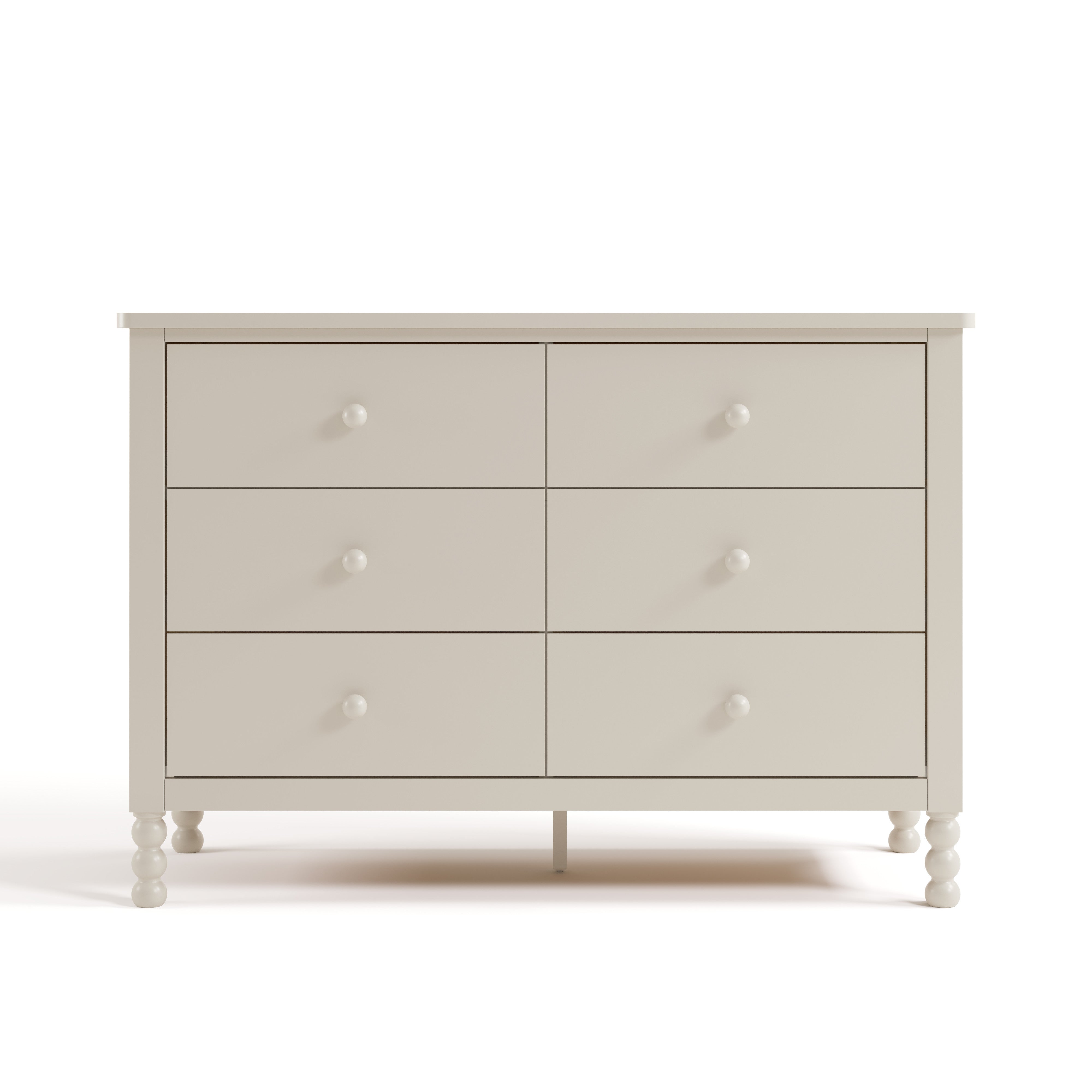 Rio frosted oat 6 drawer dresser front view