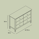Rio 6 drawer dresser drawing with dimensions