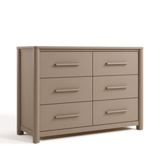 Malta taupe 6 drawer dresser angle view