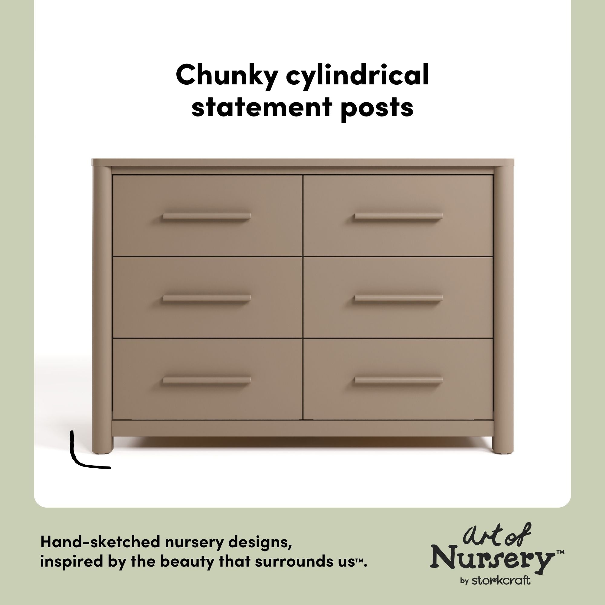 Malta taupe 6 drawer dresser style callout