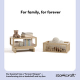 Santorini driftwood bassinet bookshelf and toybox conversion callout