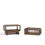 Santorini hazelnut bassinet converted to bookcase and toybox
