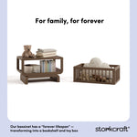 Santorini hazelnut bassinet bookshelf and toybox conversion callout