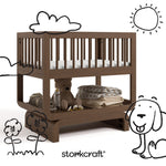 Santorini hazelnut bassinet with black doodles overlaid on image