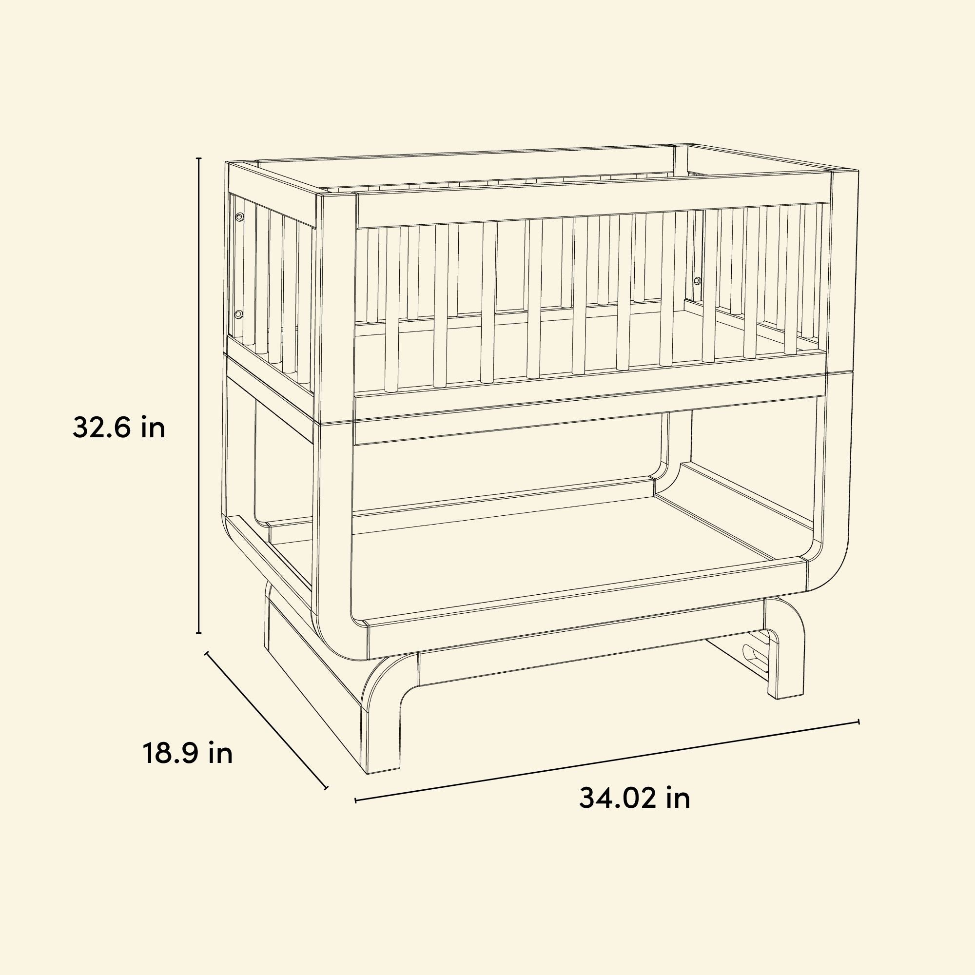 Santorini bassinet drawing with dimensions