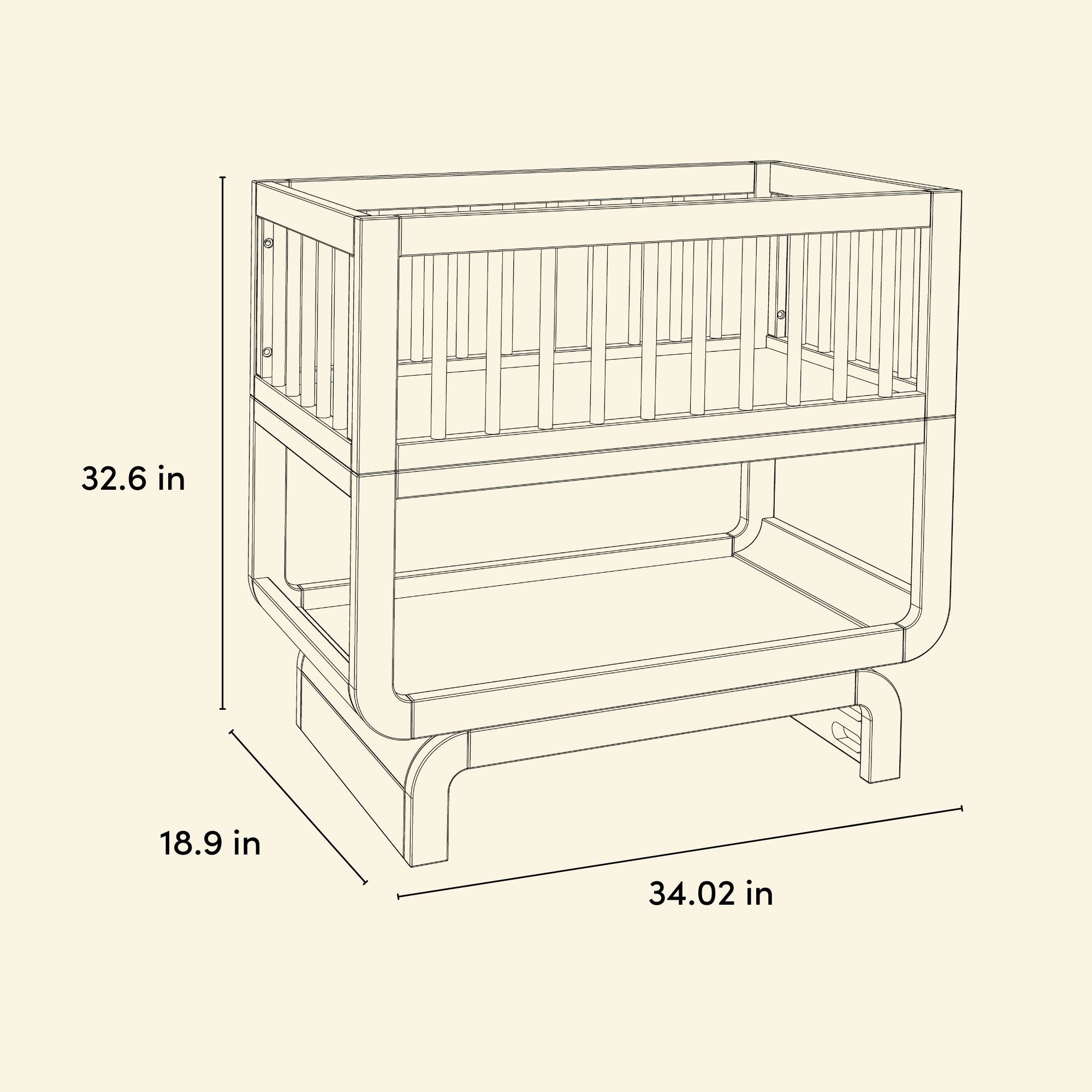 Santorini Bassinet in London Fog dimension callout image