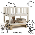 Santorini frosted oat with driftwood bassinet with black doodles overlaid on image
