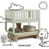 Santorini sage with driftwood bassinet with black doodles overlaid on image